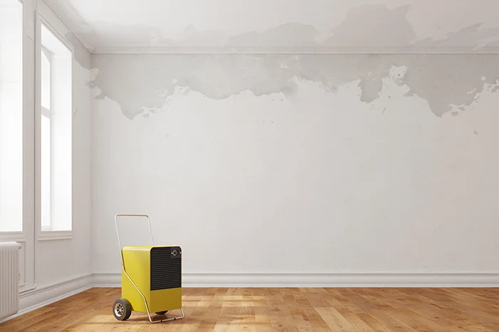 Luftentfeuchter in einem Raum mit Wasserschäden